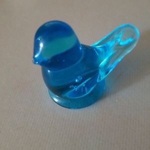 Vintage Bluebird of Happiness Signed Leo Ward 1996 Blue Glass Bird Figurine